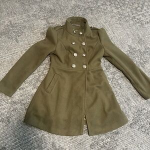 Olive Double-Breasted Women's Coat Military Vibe Chic